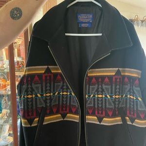 Vintage 90s pendleton black yellow red blue Aztec mens classic bomber jacket XL